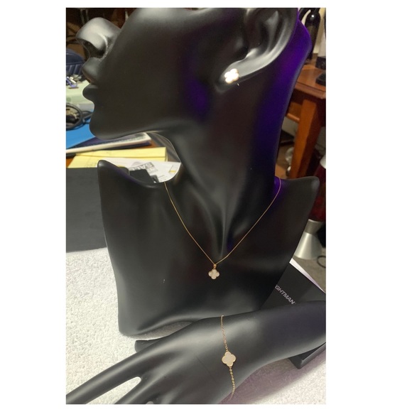 18k Solid Gold Clover 3-1 Set - White - Picture 1 of 8